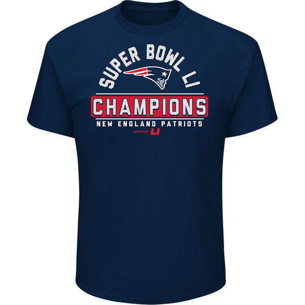 New England Patriots Majestic Super Bowl LI Champions Front Runner T-Shirt - Navy